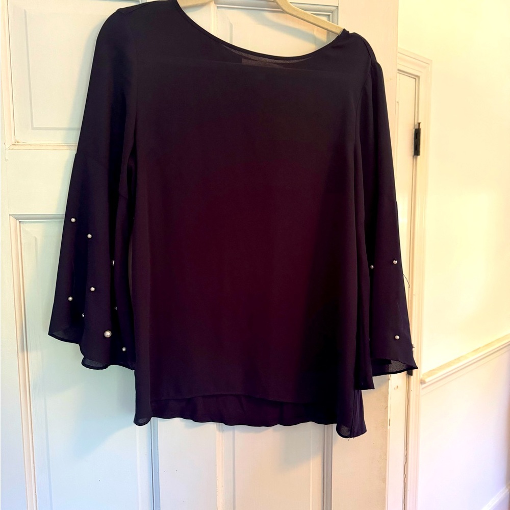 Loft navy blue shirt with pearls in size small.